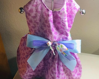 SUPER SALE XS Lavender Dog Dress with Blue Bow