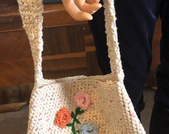 Handbag Crochet Flowers Purse Young Women Handmade