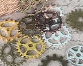 100 Pieces Steampunk Gears Cog Parts for Altered Art Charms Clock Connectors Pendants Lead Free Mixed Color Bracelet Watch Clock