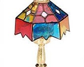 2 Timeless Minis Tiffany Lamp Darice Stained Glass Dollhouse Miniatures 1 x .875