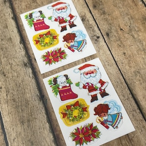 10 Vintage Christmas Seals Stickers for Crafts Gummed Seals - Ephemera Santa Angel -