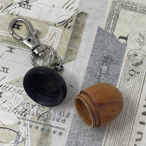 1 Wooden Ebony Acorn Nut Keepsake Clip Key Chain Wish Box Acorn Locket for Mother's Day Charm Box image 8