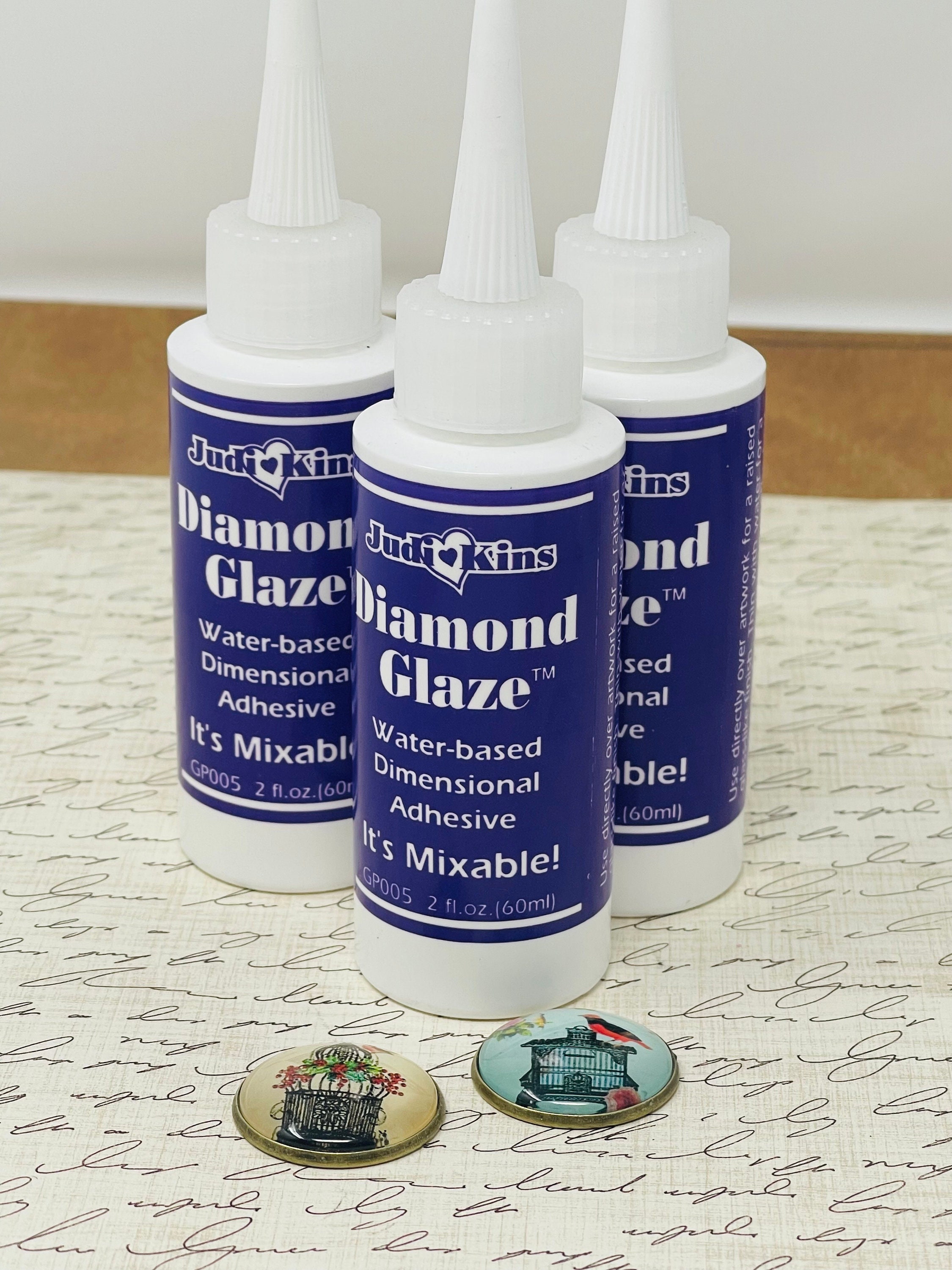 Diamond Glaze 2 oz bottle. Resin Glue for glass crafts, DIY magnets, DIY  pendants, dries clear, dimensional adhesive, non toxic glue