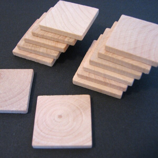 20 1 inch Wooden Squares Wood Scrabble Tiles Pendants Magnets