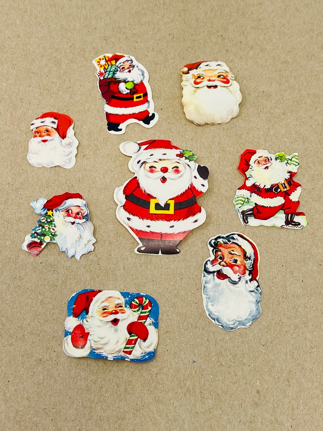 8 Vintage Christmas Seals Stickers for Crafts Gummed Seals Ephemera