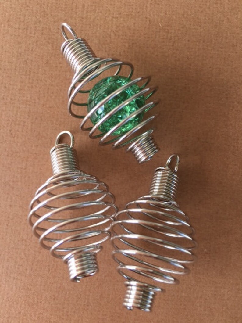 20 Bead Cages Spiral Swirl High Quality Stainless Steel with Loop Hook Bead Frame 34 x 19mm Pendant for Beads Crystal Stones Marble Gems