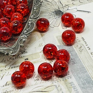 5 Ruby Red Sparkly 16mm Crackled Glass Marbles for Decor Hand Crafted Gift image 5