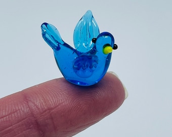 3 Glass Bluebirds Lampwork Figurines Blue Birds Happy Gifts Miniatures Mother's Day