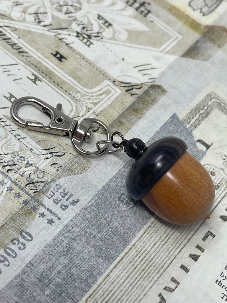 1 Wooden Ebony Acorn Nut Keepsake Clip Key Chain Wish Box Acorn Locket for Mother's Day Charm Box image 10