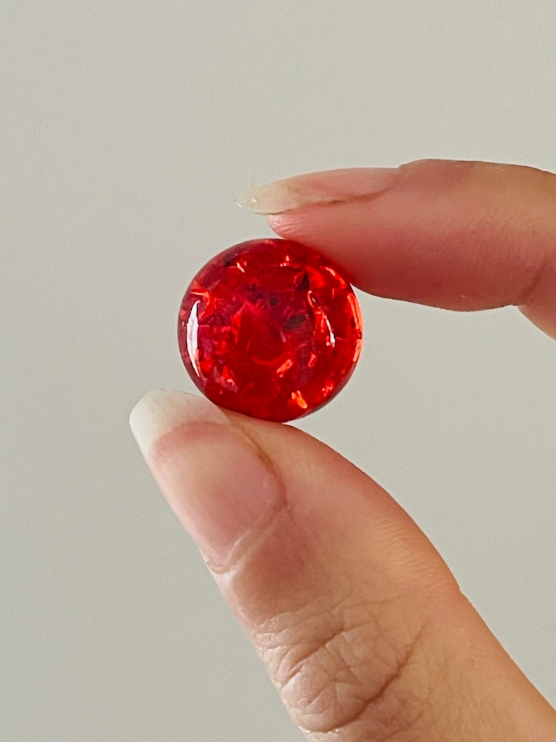 5 Ruby Red Sparkly 16mm Crackled Glass Marbles for Decor Hand Crafted Gift image 8