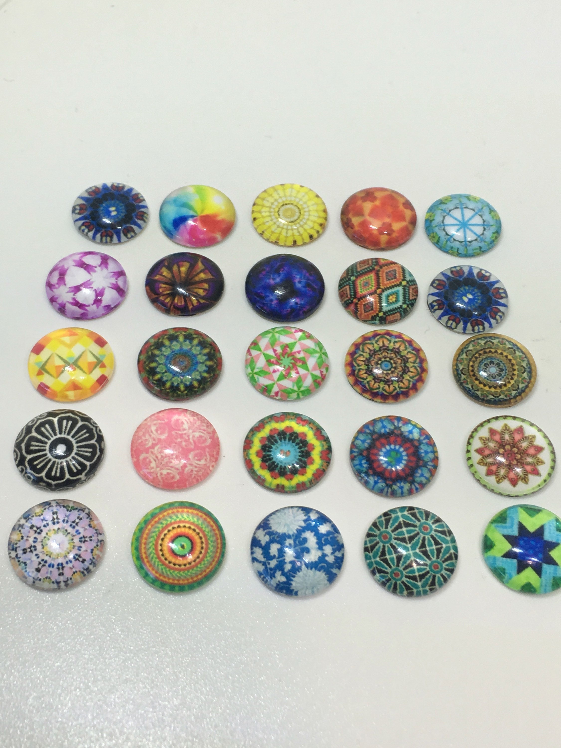 40 Colorful Patterns Geometric Cabochons 12mm Glass Domes - Etsy