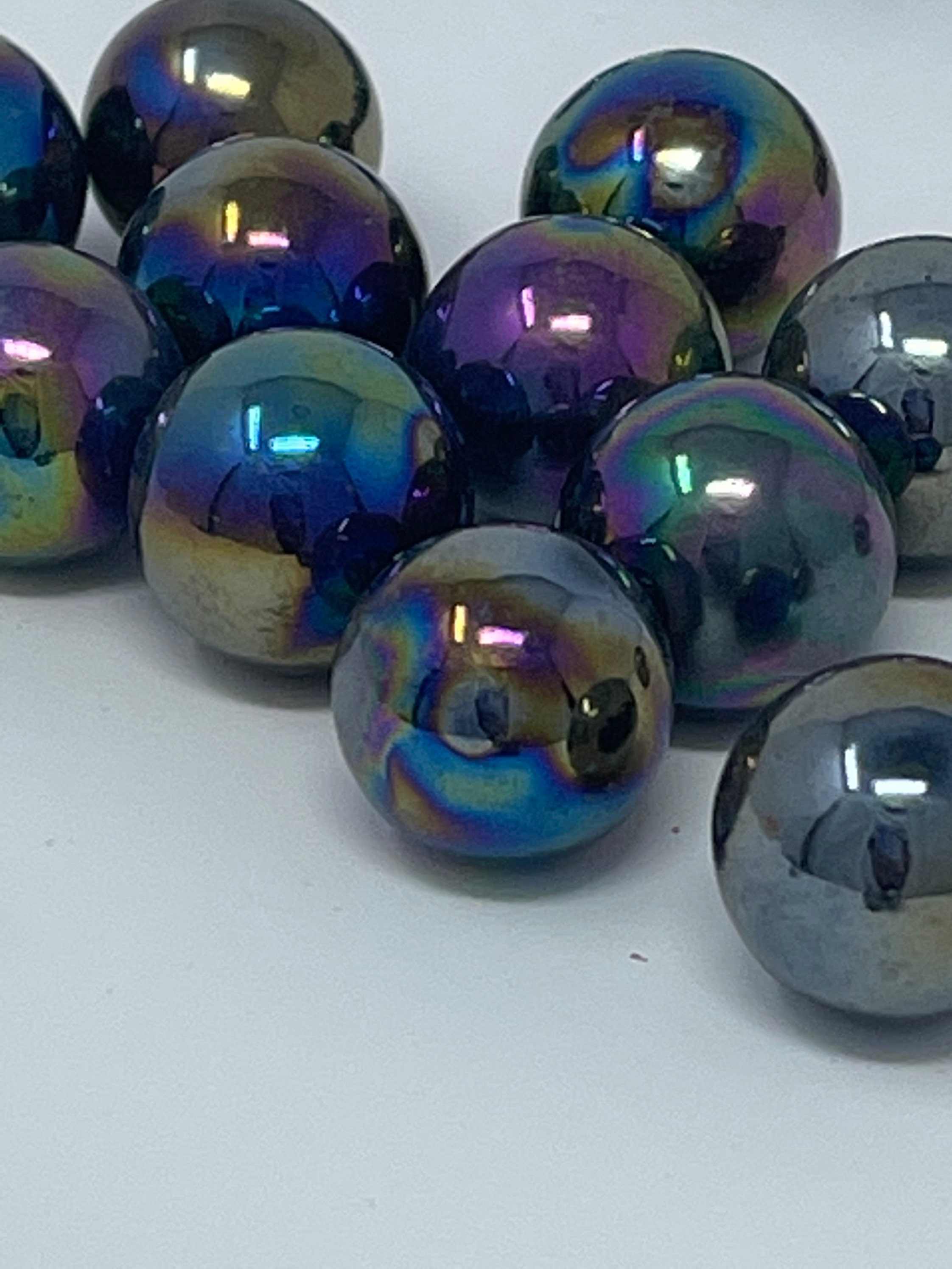 Oil Slick Iridescent Metallic Purple Traditional Glass Pebbles - House of  Marbles US