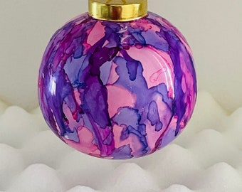 Purple Pink Swirl Alcohol Inks Porcelain Ball Ornament Art Christmas Gift Decor