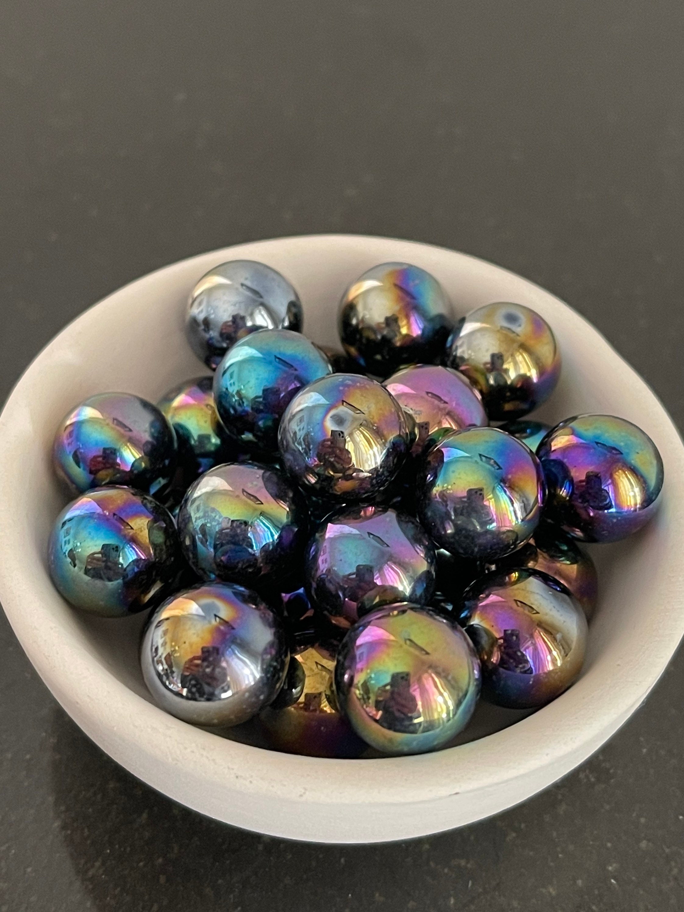 Oil Slick Iridescent Metallic Purple Traditional Glass Pebbles - House of  Marbles US