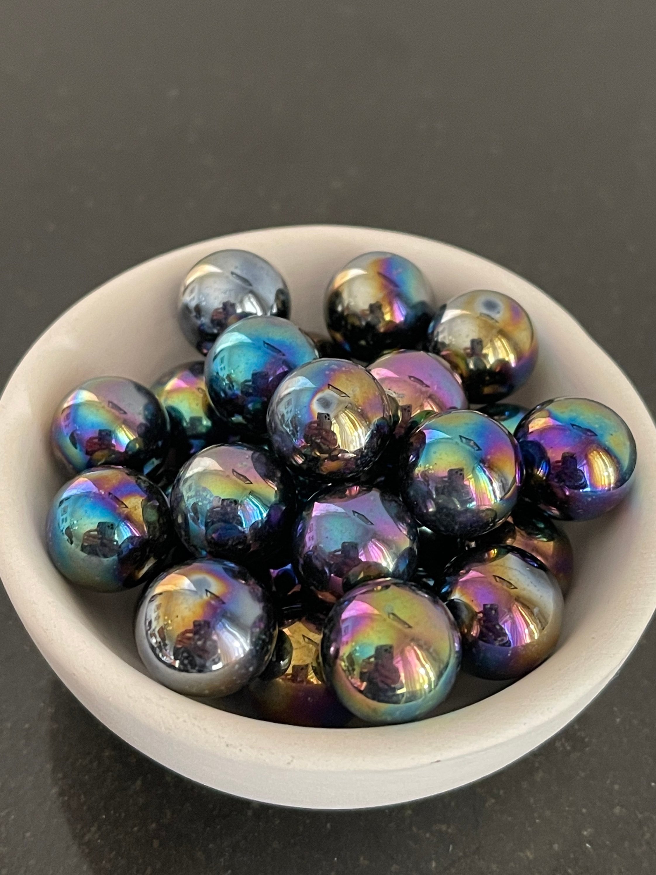 Carnival Glass Style Marbles – Iridescent Amethyst Art Glass Balls
