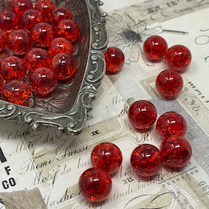 5 Ruby Red Sparkly 16mm Crackled Glass Marbles for Decor Hand Crafted Gift image 10