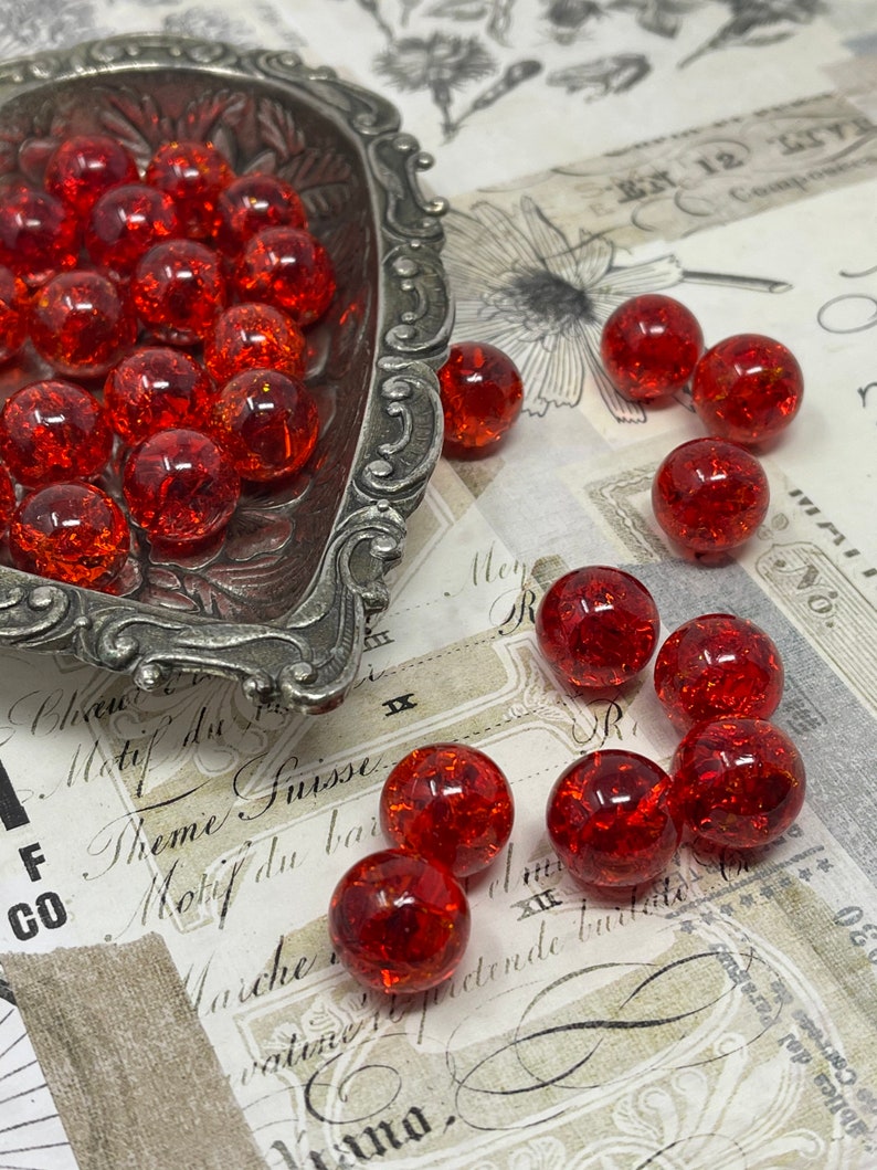 5 Ruby Red Sparkly 16mm Crackled Glass Marbles for Decor Hand Crafted Gift image 10