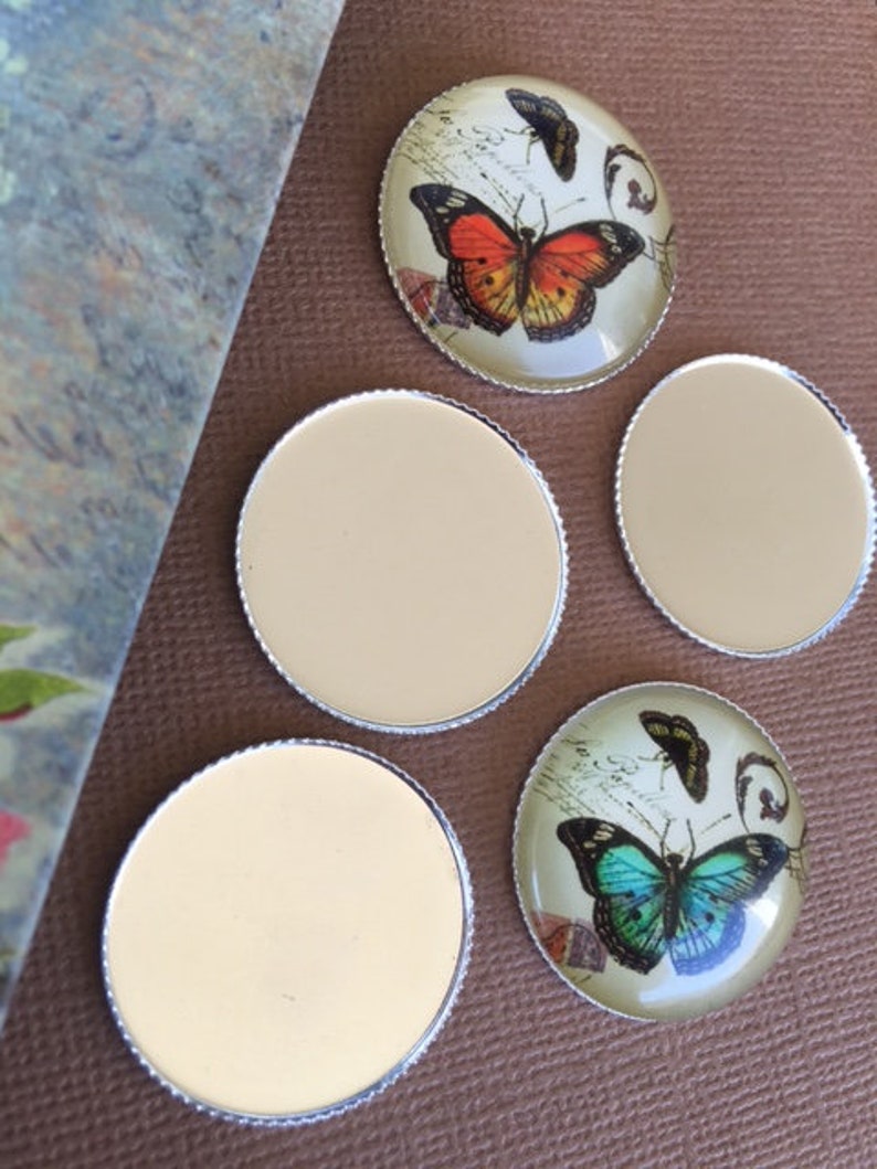 50 Round Bezels Cups Thin SILVER TONED Cups Settings Trays 25mm Brass Magnet Making Photo Insert Hair Accessories Laced Edge