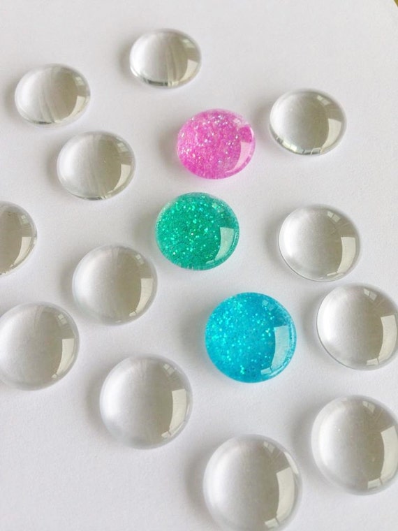25mm 1 inch 1/" Clear Round Glass Dome Cabochon fit Cameo Cabochon Base 100 M046