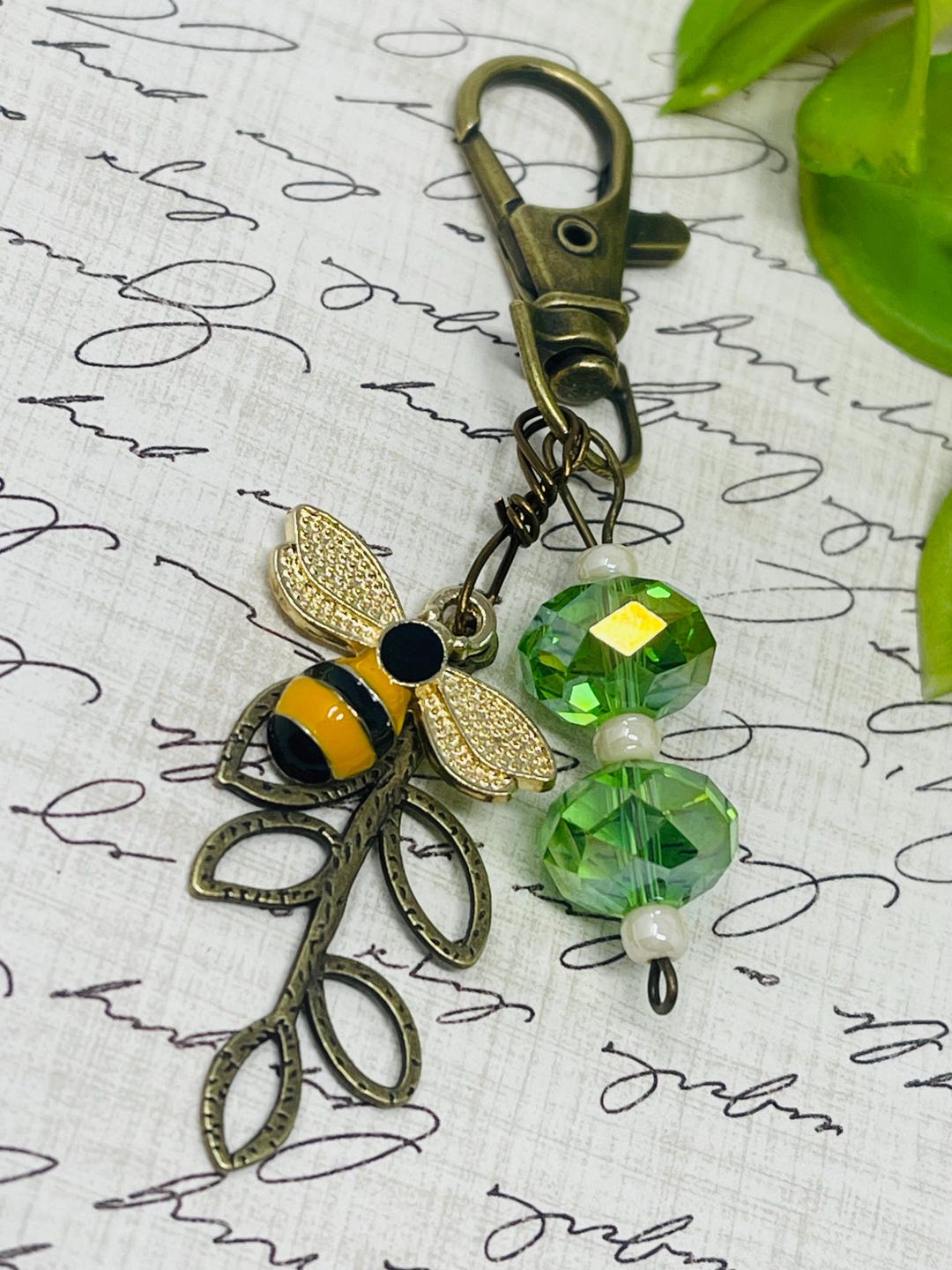 Spring Keychain Bee Sweet Handmade Honey Bee Purse Key Clip Bee Keychain Charms Bees Gift ...
