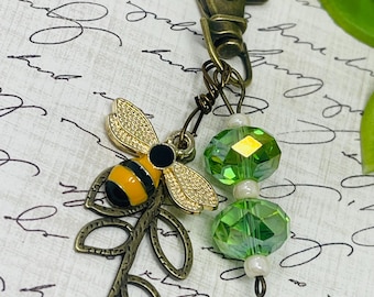 Sweet Handmade Honey Bee Purse Key Clip Bee Keychain Charms Bees Gift Idea Nature Bumblebee Spring