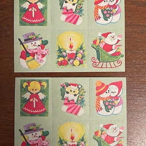 12 Vintage Christmas Seals Stickers for Crafts Gummed Seals - Ephemera Santa Ornament Angels