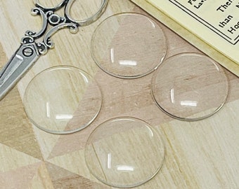 100 Round GLASS DOMES Tiles Cabochons to make Pendants - 25mm  Clear Transparent - Craft Making 1 Inch Supplies