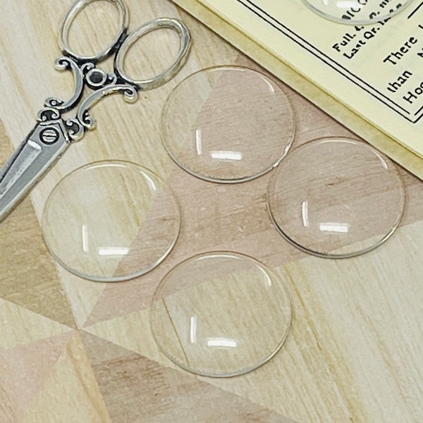 20 Round GLASS DOMES Tiles Cabochons to make Pendants - 25mm  Clear Transparent - Craft Making 1 Inch Supplies