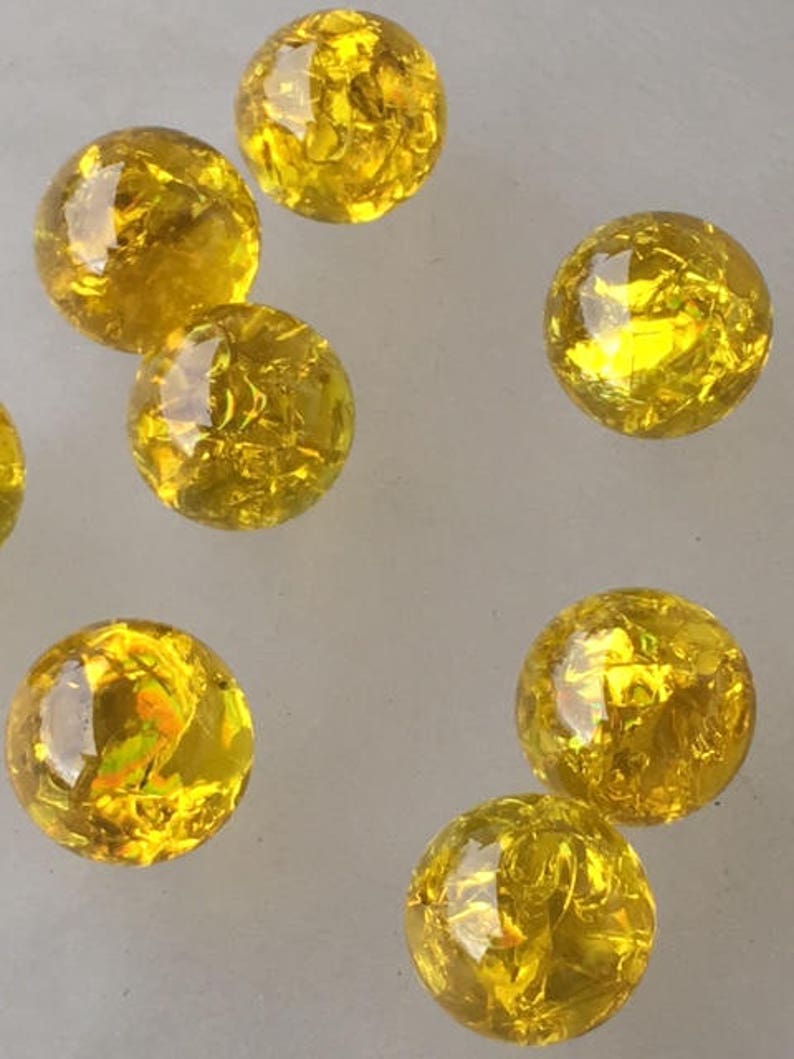 16mm Lemon Yellow Crackled Glass Marbles 20 Pieces Art Etsy