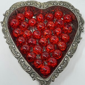 5 Ruby Red Sparkly 16mm Crackled Glass Marbles for Decor Hand Crafted Gift image 2