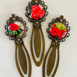 3 Floral Rose Antique Brass Bookmark Clips - Gifts for Her  - Book Reader - Teachers Gift
