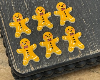 20 Christmas Resin Gingerbread Man Cookies - Christmas Cabochons Miniature Charms