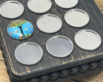 20 Round Stainless Steel Cabochon Settings Trays 25mm - Hair Accessory - Magnet Making - Blank Bezel Cups