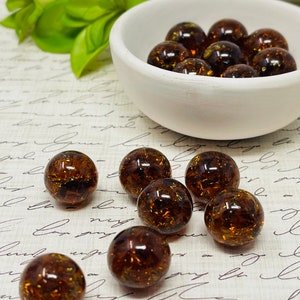 Coffee Bean Brown Crackled Glass Marbles  - 20 pieces Baked Fried - Decor Ideas - Gift Idea