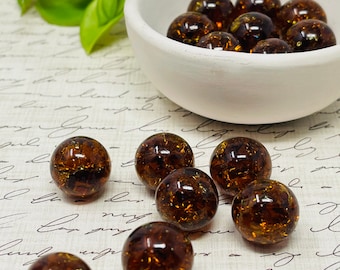 Coffee Bean Brown Crackled Glass Marbles  - 20 pieces Baked Fried - Decor Ideas - Gift Idea
