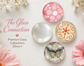 20 Pack 20mm Clear Glass Cabochons - Flat Back Round Dome Cabs for Jewelry Making, Pendants, Magnets & Crafts High Quality