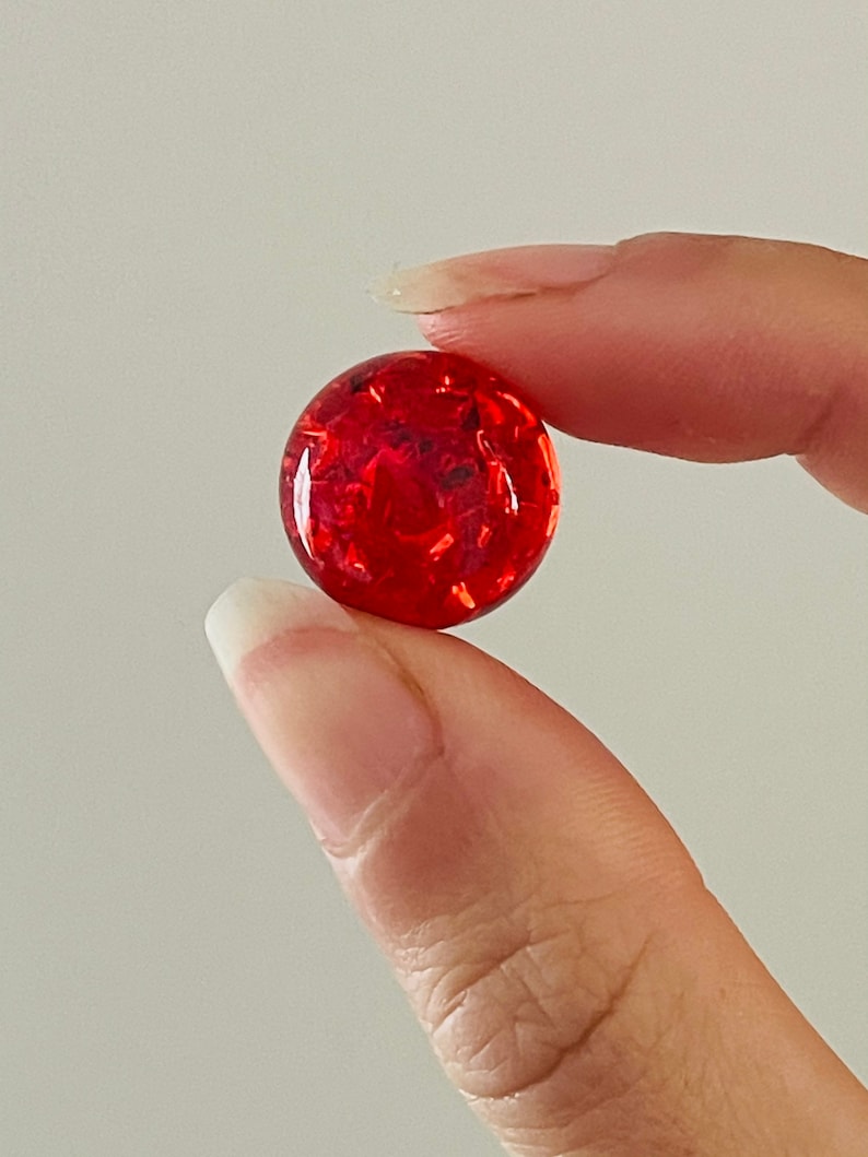 5 Ruby Red Sparkly 16mm Crackled Glass Marbles for Decor Hand Crafted Gift image 3