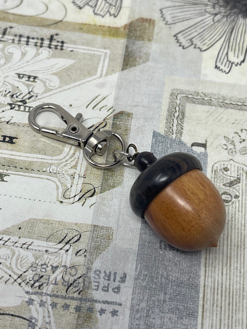 1 Wooden Ebony Acorn Nut Keepsake Clip Key Chain Wish Box Acorn Locket for Mother's Day Charm Box image 4