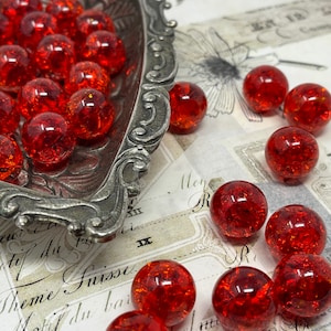 5 Ruby Red Sparkly 16mm Crackled Glass Marbles for Decor Hand Crafted Gift image 9