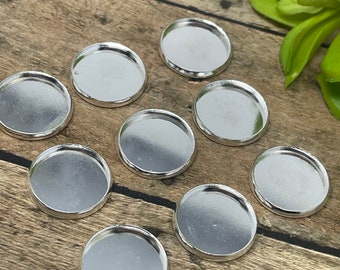 50 Silver Bezel Settings Trays Blanks - Great for Fridge Magnets - Hair Piece Settings 16mm