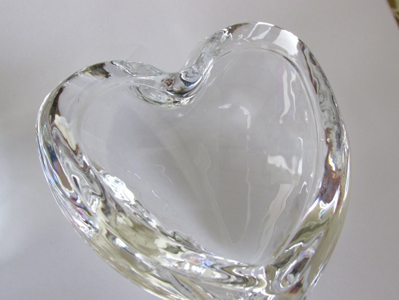1 Clear Glass Blank HEART Paperweight 3 inch Clear Recessed Etsy