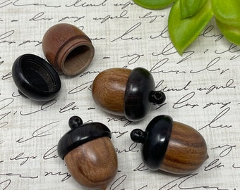 1 Wooden Ebony Acorn Nut Keepsake Pendant - Wish Box - Acorn Locket Urn or Remembrance Gift