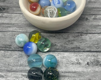 20 Vintage Glass Marbles Game Swirl Marbles Toys Lot #32 Cats Eye