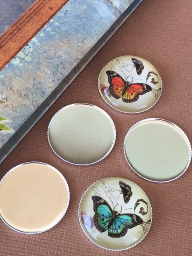 50 Round Bezels Cups Thin SILVER TONED Cups Settings Trays 25mm Brass Magnet Making Photo Insert Hair Accessories Laced Edge