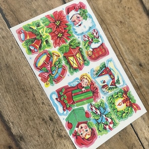 12 Vintage Christmas Seals Stickers for Crafts Gummed Seals - Ephemera Santa Ornament Angels