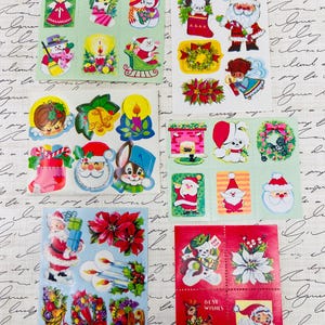 33 Vintage Christmas Seals Stickers for Crafts Gummed Seals - Ephemera Santa Angel - Dennison