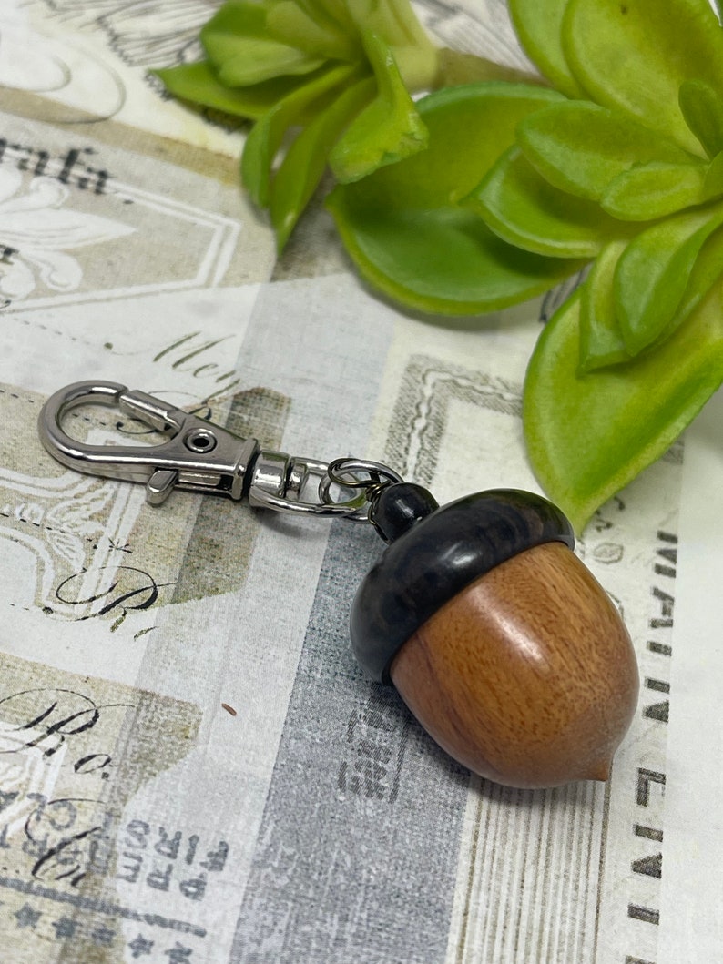 1 Wooden Ebony Acorn Nut Keepsake Clip Key Chain Wish Box Acorn Locket for Mother's Day Charm Box image 1