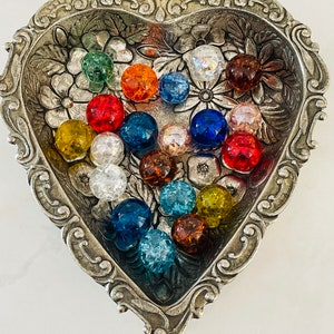 40 Rainbow Mix Hand Crackled Glass Marbles for Gift or Decor Red Blue Green
