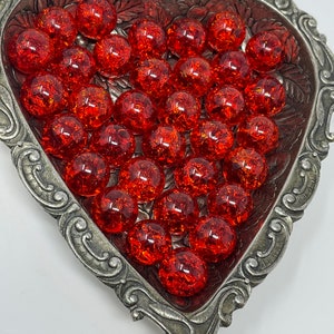 5 Ruby Red Sparkly 16mm Crackled Glass Marbles for Decor Hand Crafted Gift image 6