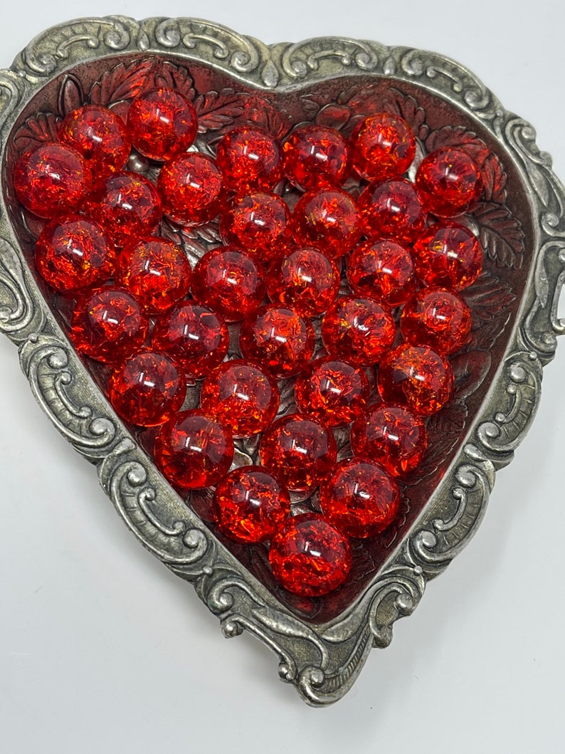 5 Ruby Red Sparkly 16mm Crackled Glass Marbles for Decor Hand Crafted Gift image 6